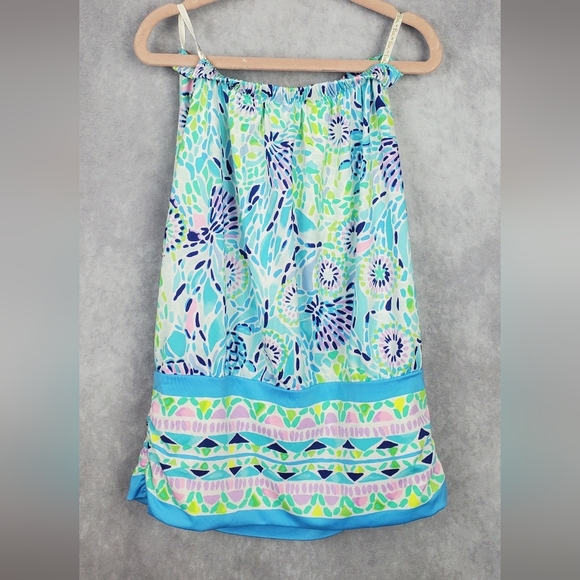 LILLY PULITZER ADELLA STRAPLESS TOP BLUE IBIZA OPEN WATER SIZE XXS - Picture 4 of 11